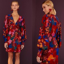 Farm Rio Women's NWT Snake Garden Mini Dress Red - Size Medium