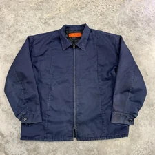 Vintage Red Kap Jacket Mens XL Navy Blue Quilted Mechanic Talon Zip Made USA 80s