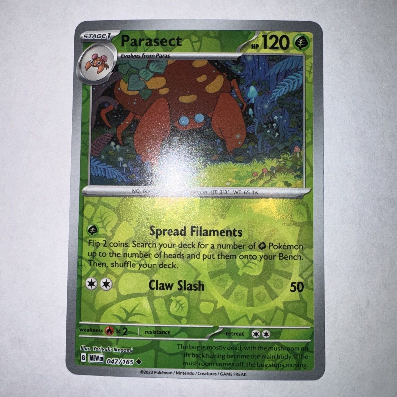 Pokémon  151 - Parasect 047/165  - Reverse Holo - NM/M