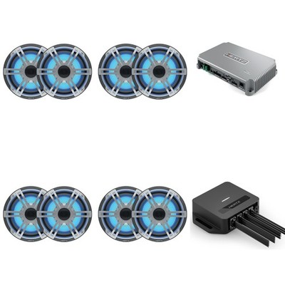 Hertz Marine Audio Bundle 8x HEX-65-S-LD-G + HMD8 8-Channel Marine DSP Amplif...