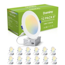 12 Pack 6 Inch LED Recessed Lighting with Junction Box,5CCT,Ultra-Thin Recess...
