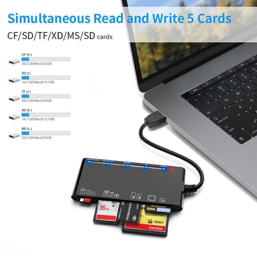 Memory Card Reader Mini 7-IN-1 USB 3.0 High Speed For Micro SDXC CF SDHC - Picture 4 of 10