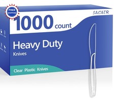 Plastic Knives Disposable 1000 Count Heavy Duty BPA SACATR BPA-Free Clear Bulk