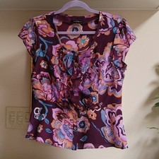 Nanette Lapore Peplum Printed Silk Top Purple, Orange Teal