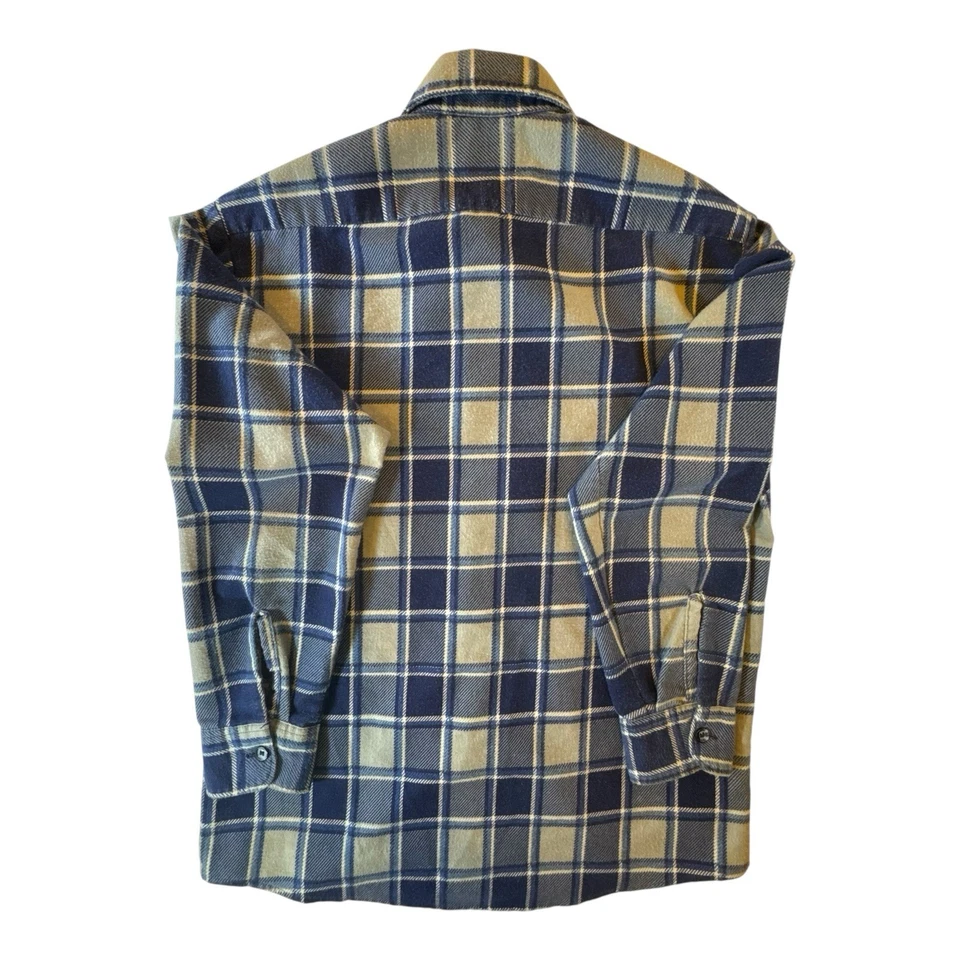 Fieldmaster Vintage Y2K Blue Plaid Flannel Shirt Men’s Size Medium Made in USA - Image 3 of 4