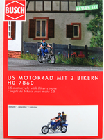 "Busch 7860 Action Set \"Us Motorrad Mit 2 Bikern\" 1:87/H0 Neu/Ovp"