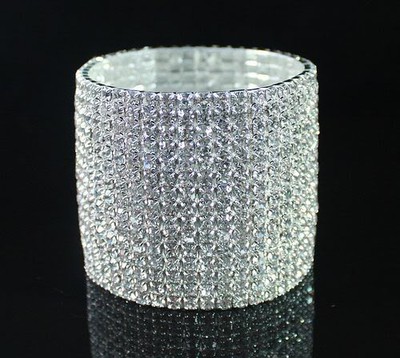 CLEAR AUSTRIAN RHINESTONE CRYSTAL BANGLE BRACELET PARTY FIFTEEN-ROW SILVER 