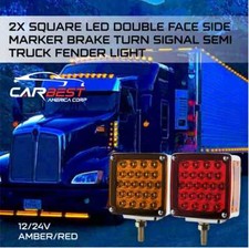 2pc Square Led Double Face Side Marker Semi Truck Fender Light 66 Led 2pc Square Led Double Face Side Marker Semi Truck Fender Light 66 Led