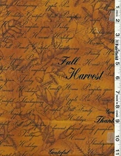 Toffee Thanksgiving Words  by Michael Miller Fabrics bty