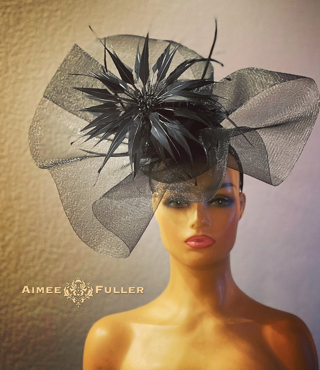 Vintage Crinoline Black Fascinator Kentucky Derby Church Hat Black Feather Kentucky Derby Fascinator Hat for Women, Tea  main image 2