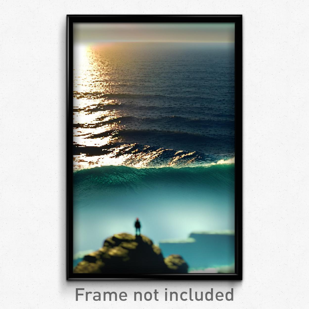 Pixel Art Poster - Enormous Ocean (8 Bit Psychedelic Trippy Video Game Print)