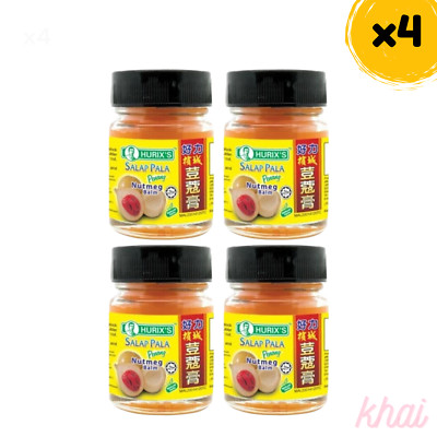 4x Hurix's Salap Pala Nutmeg Balm 10g-Relieve Cold Headache Block Nose