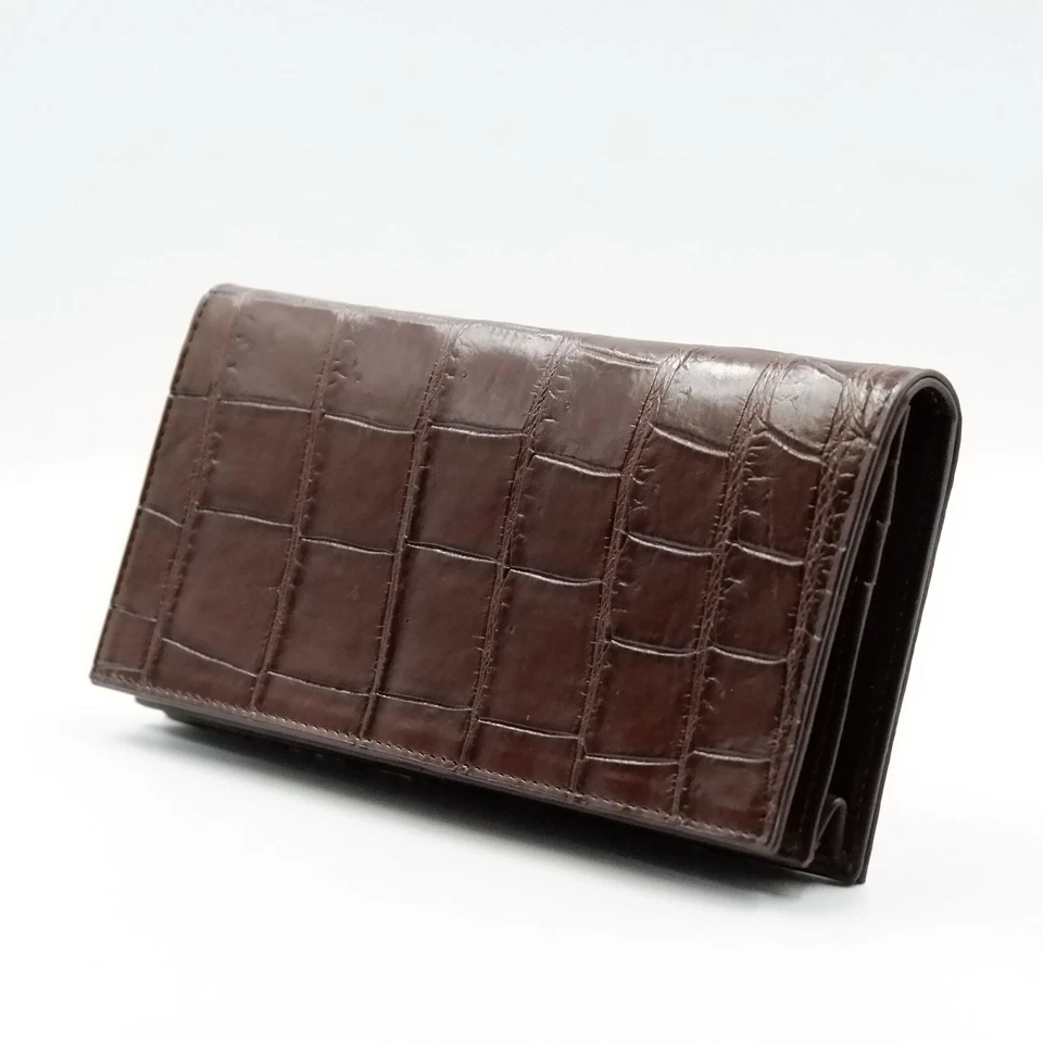 New Real Brown Croc Leather Belly Soft Skin Unisex Long Clutch Slim Wallet. - Image 4 of 4
