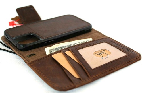 Genuine Leather Case For Apple iPhone 12 Mini Wallet Removable Cards Cover book - Picture 4 of 8