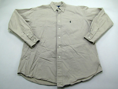 Ralph Lauren Blake Shirt Mens Large Tan Button Down Normcore Preppy Pony Logo