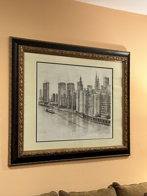 Eric Nivelle FRAMED Lithograph NYC Skyline Trump Place Riverside Limited 23/350