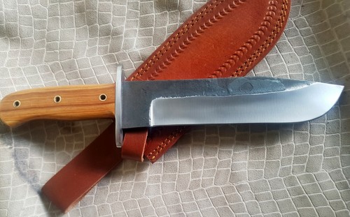 OSTRA 1095 HIGH CARBON STEEL HANDMADE BUSH CRAFT HUNTING BOWIE KNIFE WITH WOOD(O - Picture 2 of 5
