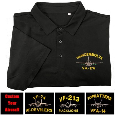 US aircaft embroidered polo shirt, cutom your aircraft, aircraft squadrons