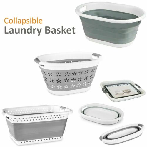 67L FOLDING COLLAPSIBLE LAUNDRY BASKET CLOTH WASHING SPACE SAVING POP UP BIN - Picture 1 of 22