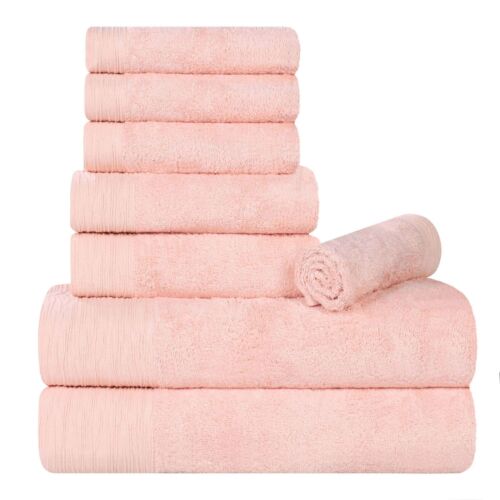 Rayon From Bamboo Cotton Blend Eco-Friendly Absorbent Solid 8 Piece Towel Set - Picture 69 of 100