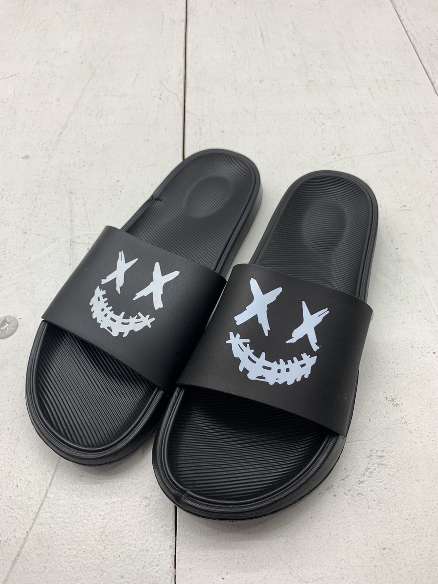 Mens Black Smiley Face Slides Size 12 | eBay display picture 1