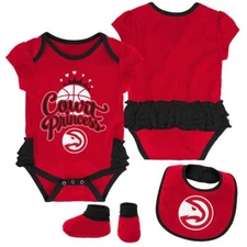 Atlanta Hawks Creeper, Bib and Bootie Set Infant Girls