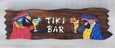 TIKI BAR 24" WOOD HAWAIIAN DECOR TROPICAL PARROT  ISLAND PATIO POOL LUAU PARTY