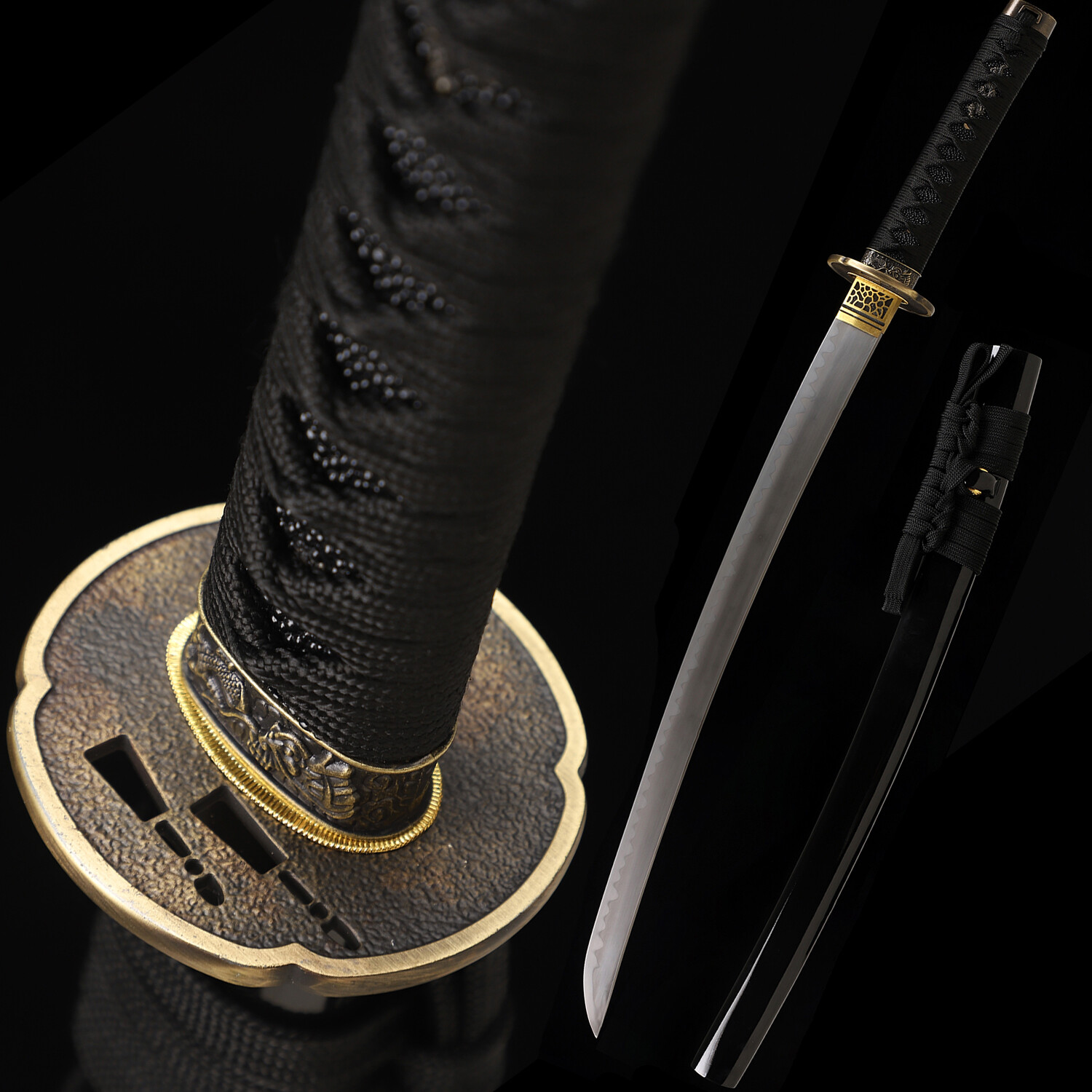 30'' Wakizashi Katana Samurai Sword T10 Steel Clay Tempered Japanese Sword