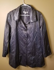 Trench Jacket Raincoat Crinkle Silver Gray Metallic Travelsmith