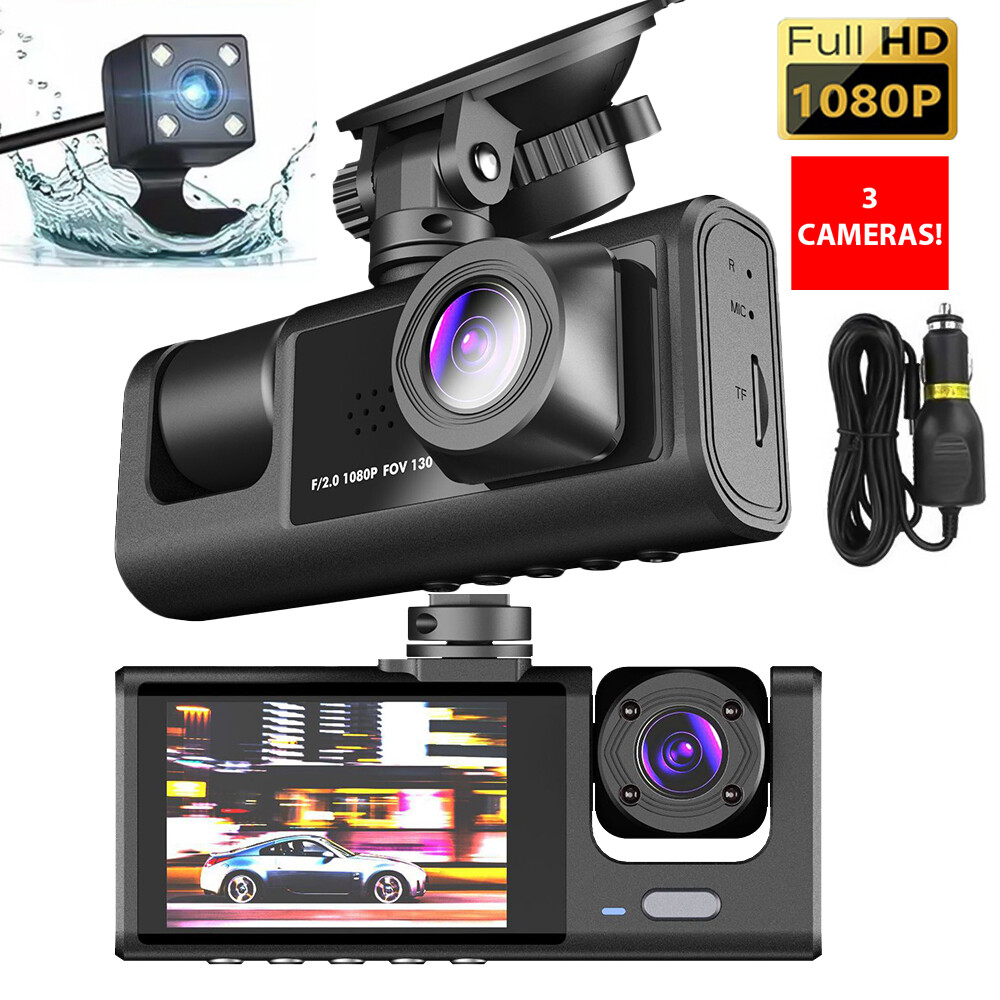Dash Cam HD 1080P Front Rear Inside Dual Lens Video Recorder with G-Sensor-image