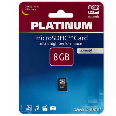 Platinum micro-SDHC 8 GB Class 10 Speicherkarte Ultra High Performance FlashCard