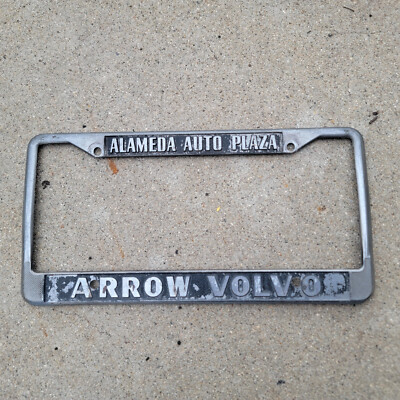 Alameda Arrow Volvo Vintage Metal License Plate Frame Used Auto Plaza 242 244