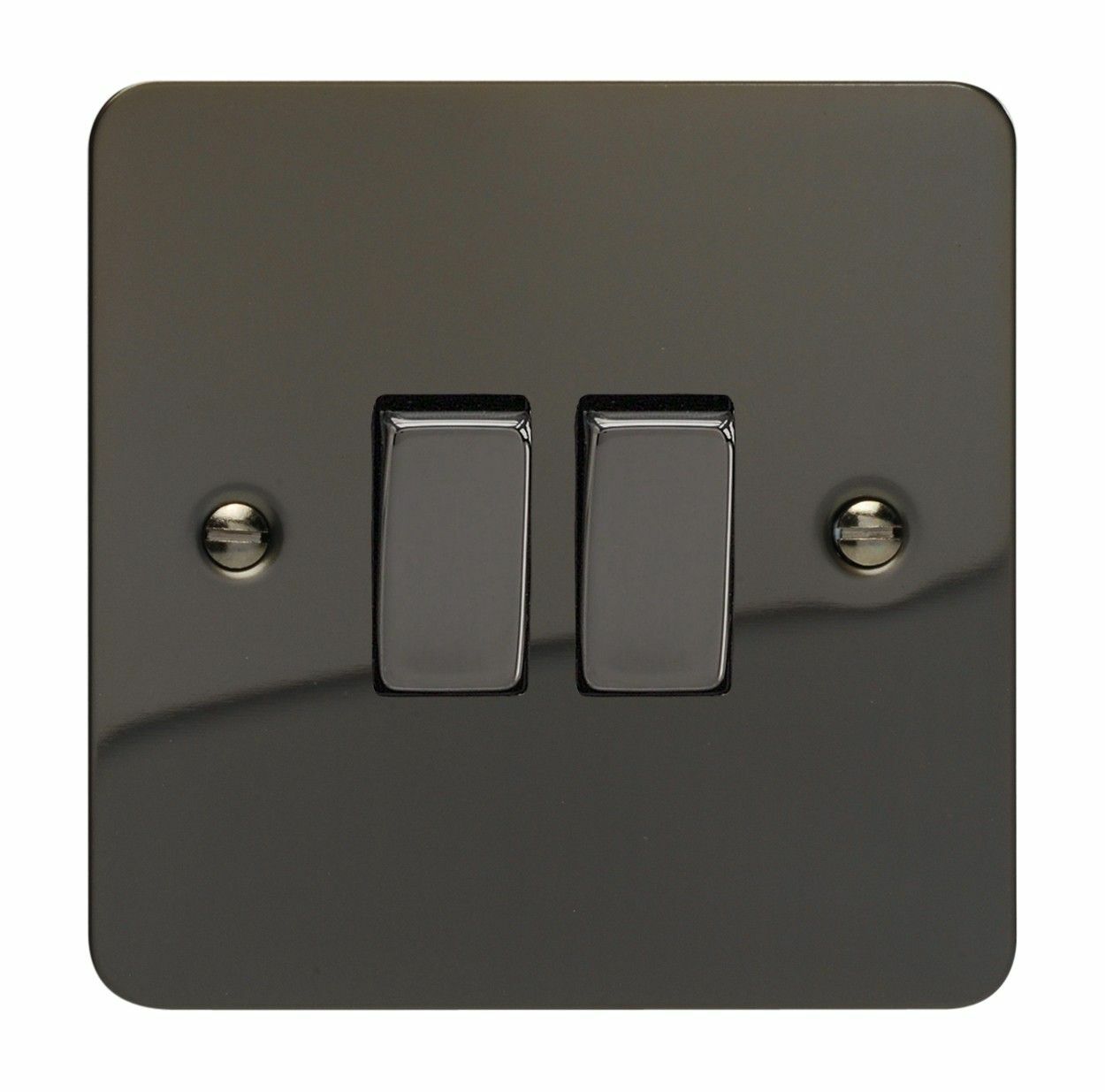 Varilight XFI71D Flat Iridium 2 Gang Rocker Light Switch (Int + 2 Way)