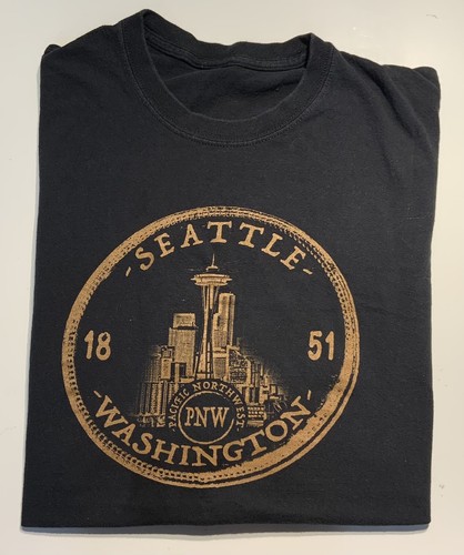Seattle Washington Tourist Black T Shirt Size XL - Picture 4 of 4