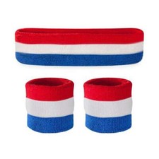 Kids Red White  Blue Sweatband Sets - Headband/Wristband Set