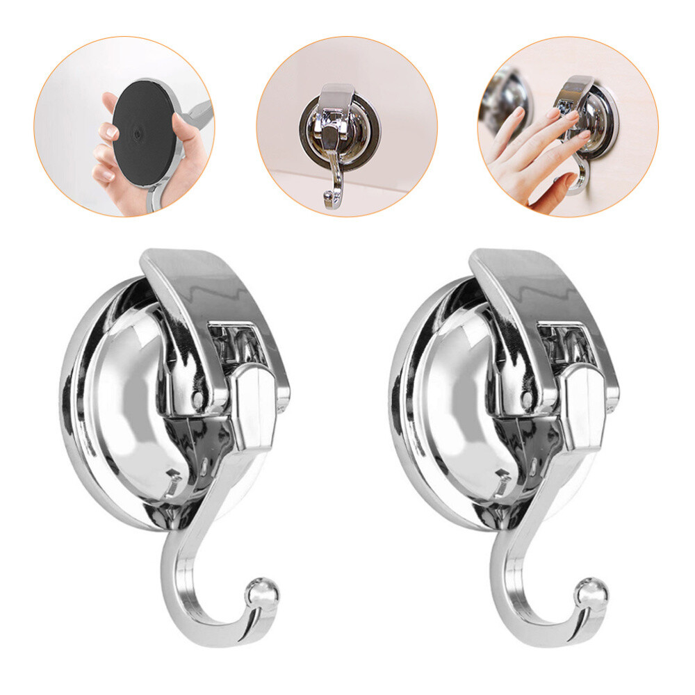 2 Pack Suction Cup Hooks for Hanging Clothes - Removable Wall Hooks