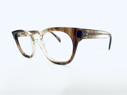 Henri De Paris Brown General Clear Lucite Oversize Wayfarer Glasses 52 24 140