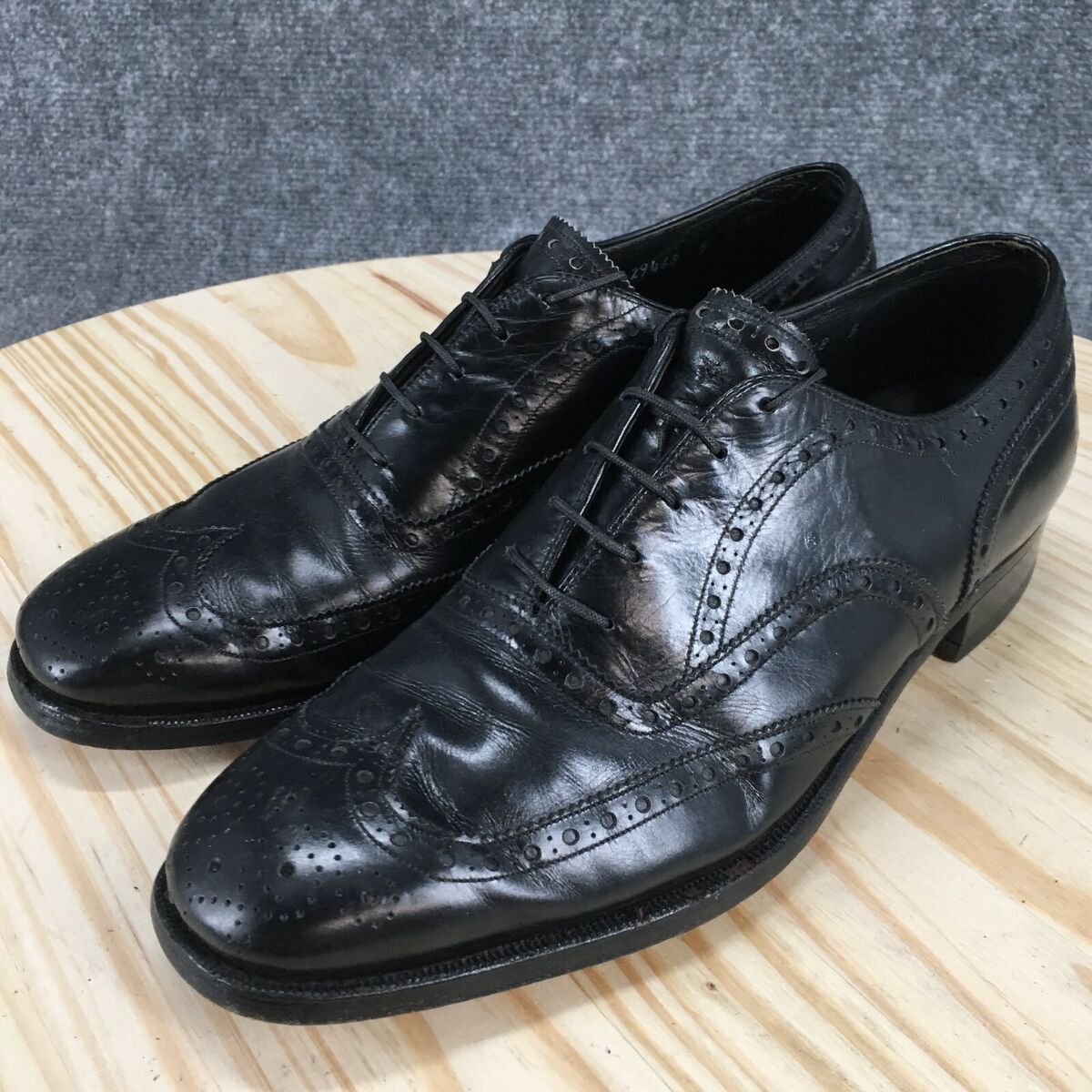 Frank Brothers Shoes Mens 9.5 B Classic Wingtip Oxford Black Leather Lace Up Frank Brothers Shoes Mens 9.5 B Classic Wingtip Oxford Black Leather Lace Up