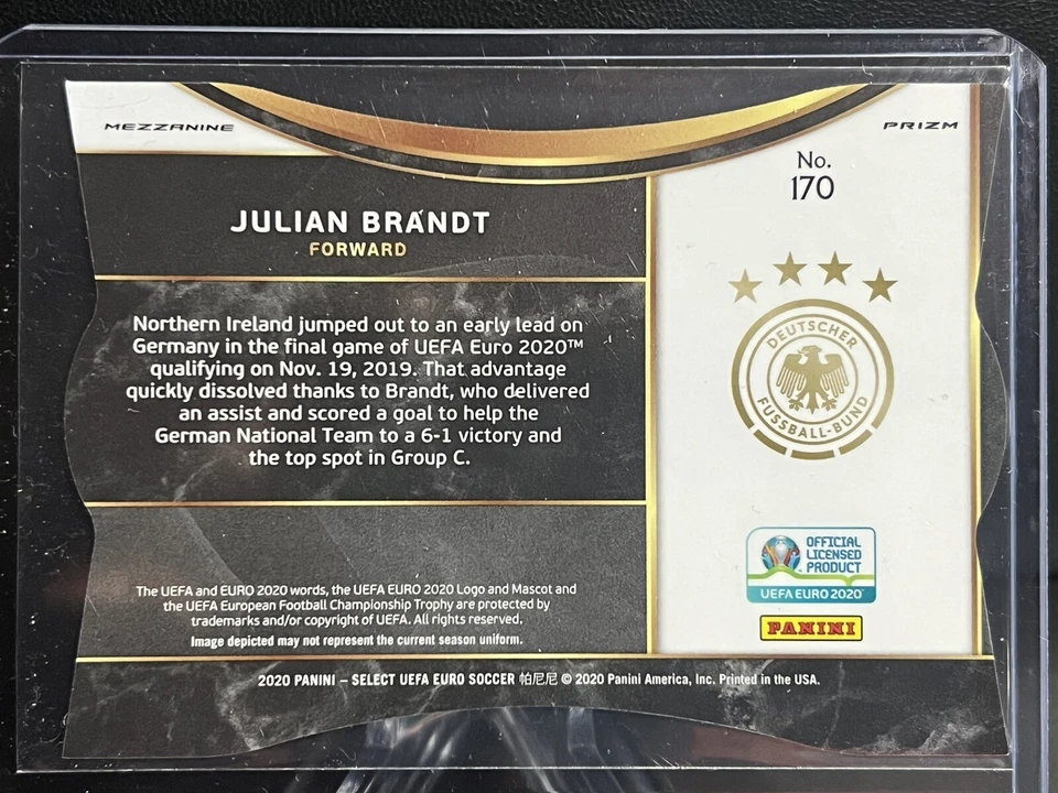 2020 UEFA Euro Select MEZZANINE DIE CUT Julian Brandt ZEBRA *CASE HIT* SSP#170 - Image 2 of 2
