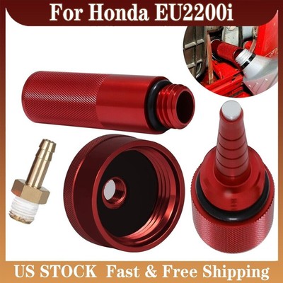 Generator Aluminum Extended Run Gas Cap with Brass Funnel for Honda EU2200i Red