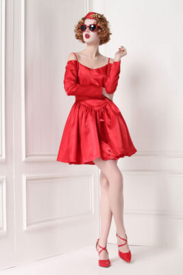 Custom Made To Order bespoke Satin Cold Shoulder Sleeve Party Ball Gown  HL035 | eBay