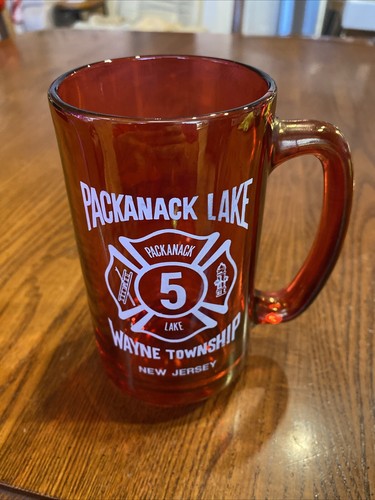 1970er Packanack Lake Wayne Township NJ #5 Feuerwehr rot Klarglas Stein