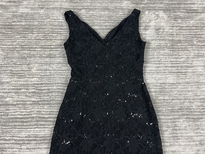 Lauren Ralph Lauren Dress Womens Black Sequin Sleeveless Sheath