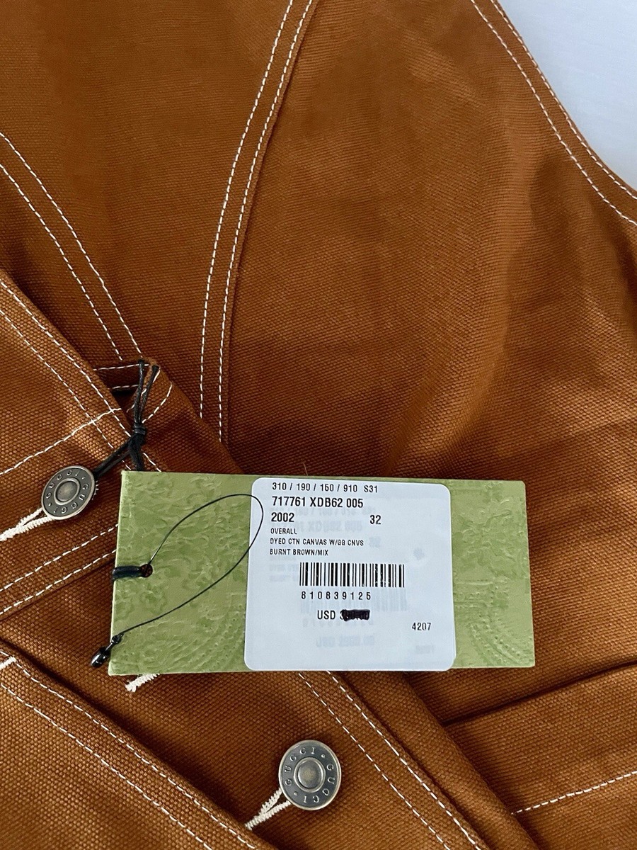 $2600 Gucci Brown Canvas GG Monogram Overalls 717761 AUTHENTIC NWT