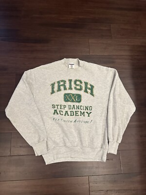 Vintage 90s Irish Step Dancing Academy Attitude Sweatshirt Size Large Retro