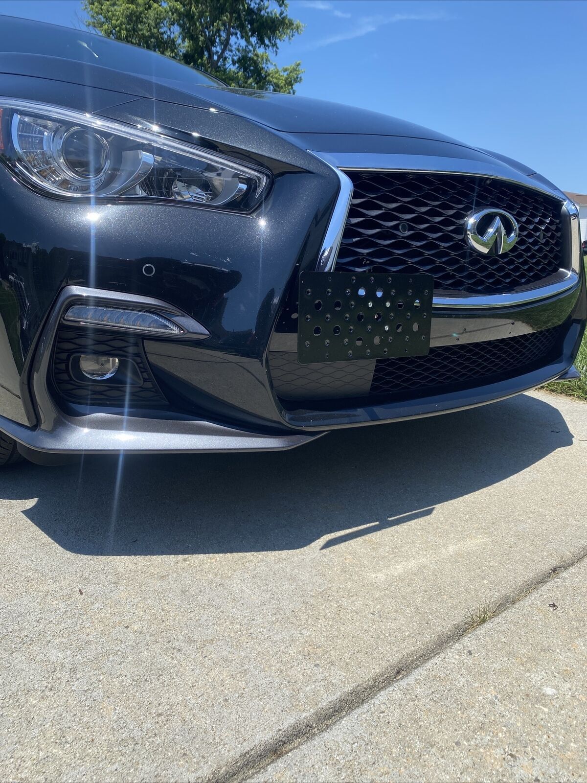 Bumper Tow Hook License Plate Mount Bracket Kit For INFINITI Q50 2014