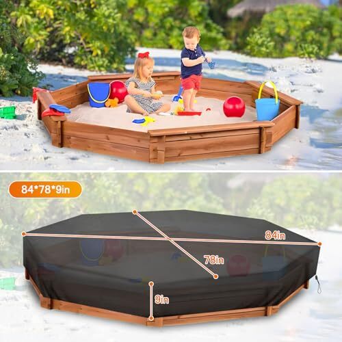 Octagon Sandbox Cover, 84 "X 78" X 9 ",100 Waterproof HeavyDuty