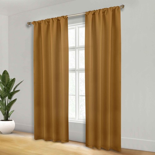 Solid 36" Wide Machine Washable Room Darkening Blackout Curtains, Set of 2 - Picture 51 of 317