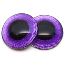 Pair Purple Owl Fantasy Glass Eyes Jewelry Doll Taxidermy Flatback Cabochons