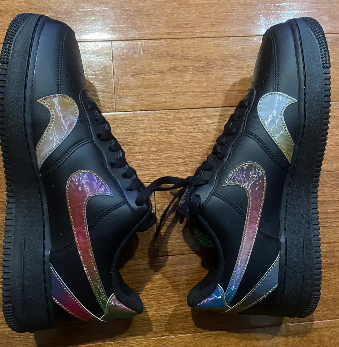 NIKE AIR FORCE 1 07 LV8 MISPLACED SWOOSHES BLACK-MULTI SZ 9